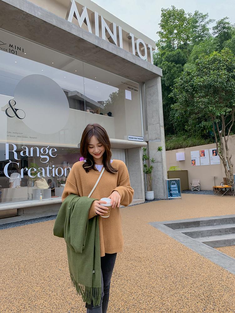 Cashmere Wool Scarf - Thick, Solid Color, Unisex, Versatile, Korean Style for Autumn/Winter.