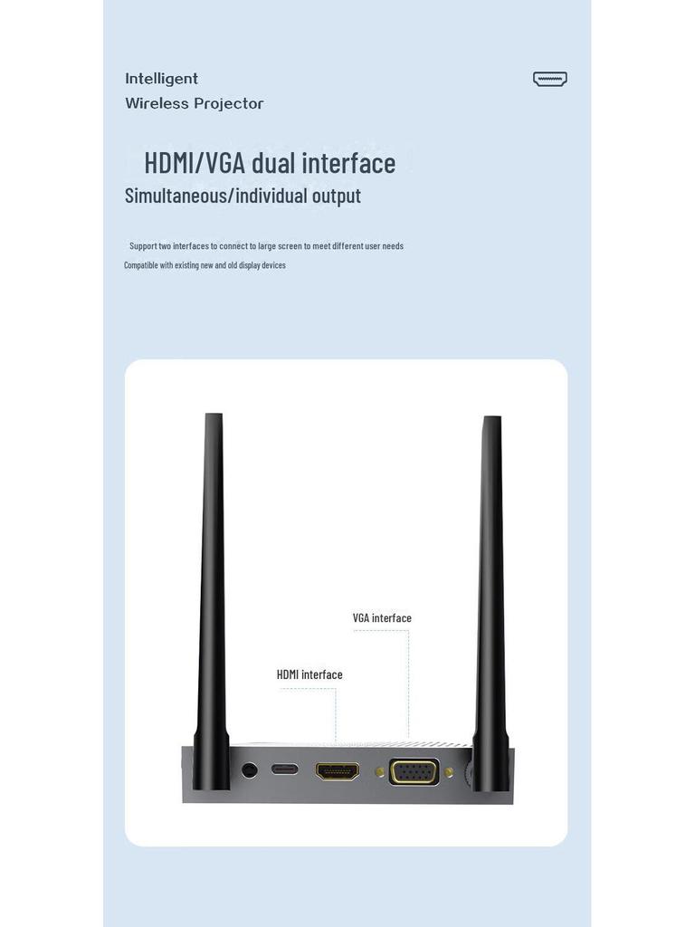 Biyazi Wireless HDMI Screen Projector for TV Display - Perfect for Office, Home, and Laptops