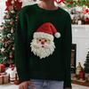 Women's Fashion Christmas Print Pullover Long-Sleeve  Neck Knit Sweater Top