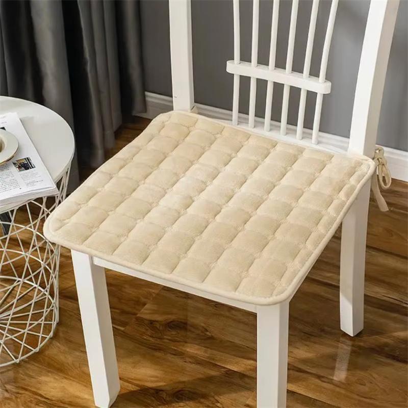 Autumn and Winter Plush Dining Chair Anti-slip Pad Simple Household Soft Stool Mat Study Room Solid Color Computer Chair Cushion