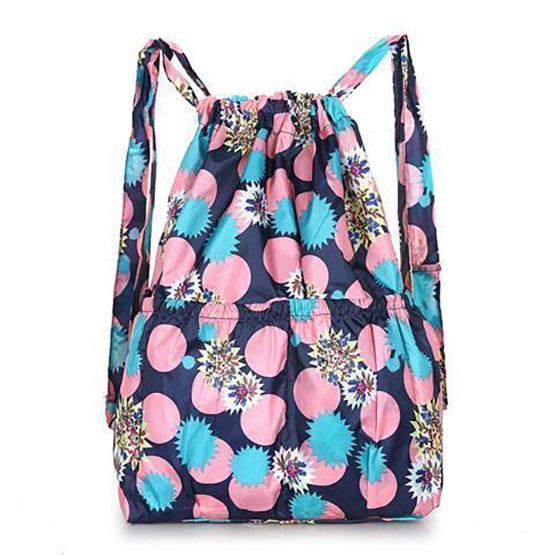 WTEMPO Printed Beach Casual Nylon Drawstring Backpacks Women's Four Seasons Outdoor Sports Bags Mommy Bags Large Capacity Lightweight Travel Backpacks