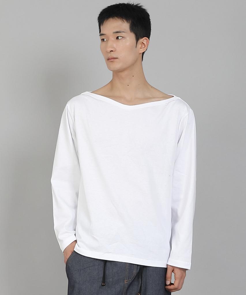 Seinteukeulu Plain Boat Neck 16S Cotton Long Sleeve T-Shirt Pbl-890 White
