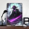 Dark Purple Samurai Tin Plaque Poster Customized Wall Art Retro Vintage Metal Signs for Man Cave Living Room Decorations Decor