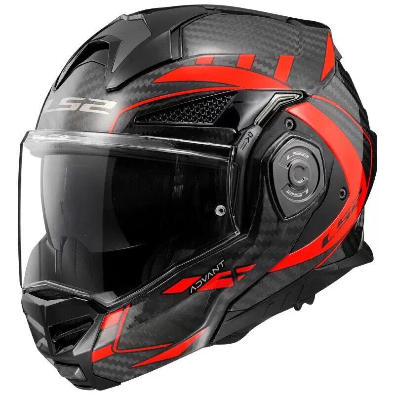 LS2 FF901 FF906 Carbon Fiber Flip Up Helmet Dual Lens Motorcycle Helmet Universal for Men Women All Season Motorbike Tour Use