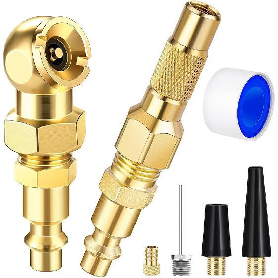 2-Pack Ball Foot Air Chuck Set, 1/4" FNPT Closed Flow Tire Chuck Inflator Nozzle W/Air Chuck Quick Connect, Tire Air Nozzle For Tire Inflator Gauge,