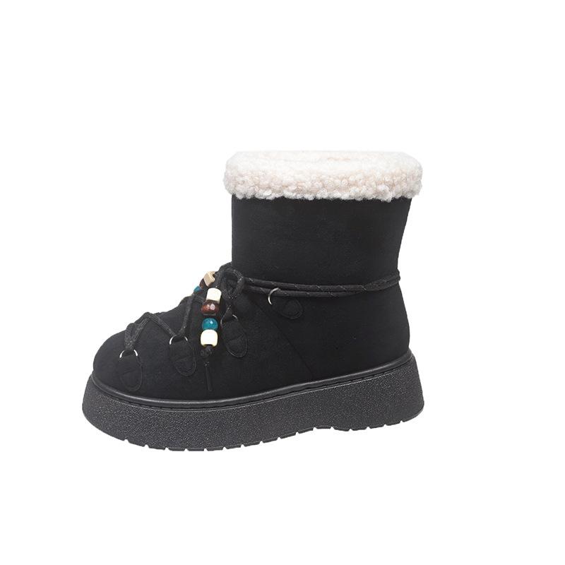 Autumn and Winter Large Size Thick-soled Snow Boots, Seasonal Medium Tube Bread Boots, Piled and Thickened Large Cotton Shoes