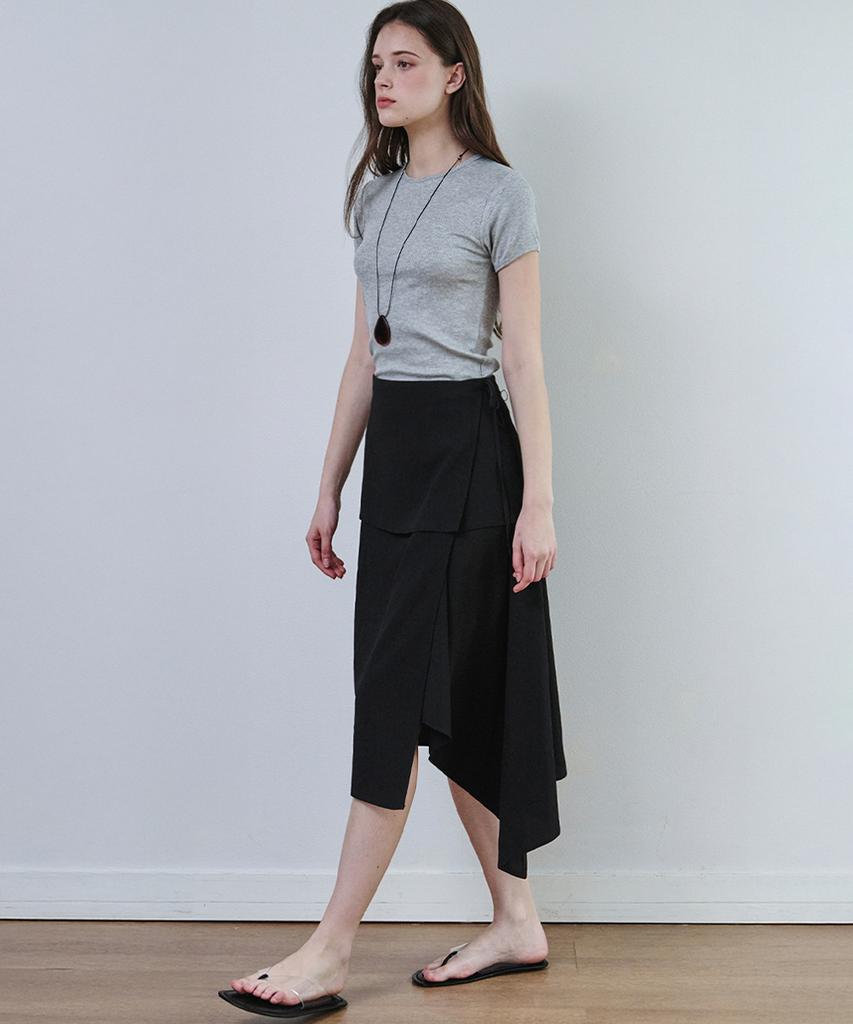 Marop 3116 Crinkle Double Wrap Skirt (Black)