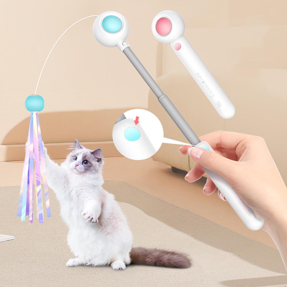 

Интерактивные игрушки для кошек, выдвижная палочка для кошек, игрушка для котят, играющих в кошачью лазерную палочку-дразнилку, товары для животных, аксессуары для кошек NO LED розовый