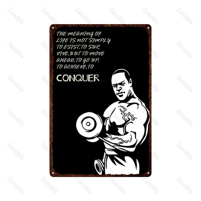 Trening Mięśni Fitness Metalowy Znak Podnoszenie Ciężarów Boks Sport Metalowa Tablica Tabliczki Sztuka Podnoś Ciężkie Blaszane Plakaty Siłownia Bar Wystrój Domu
