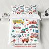 3-Piece Cartoon Cute Car Pattern Print (1 Duvet Cover+2 Pillowcases, No Core) Soft And Comfortable Bedding Set