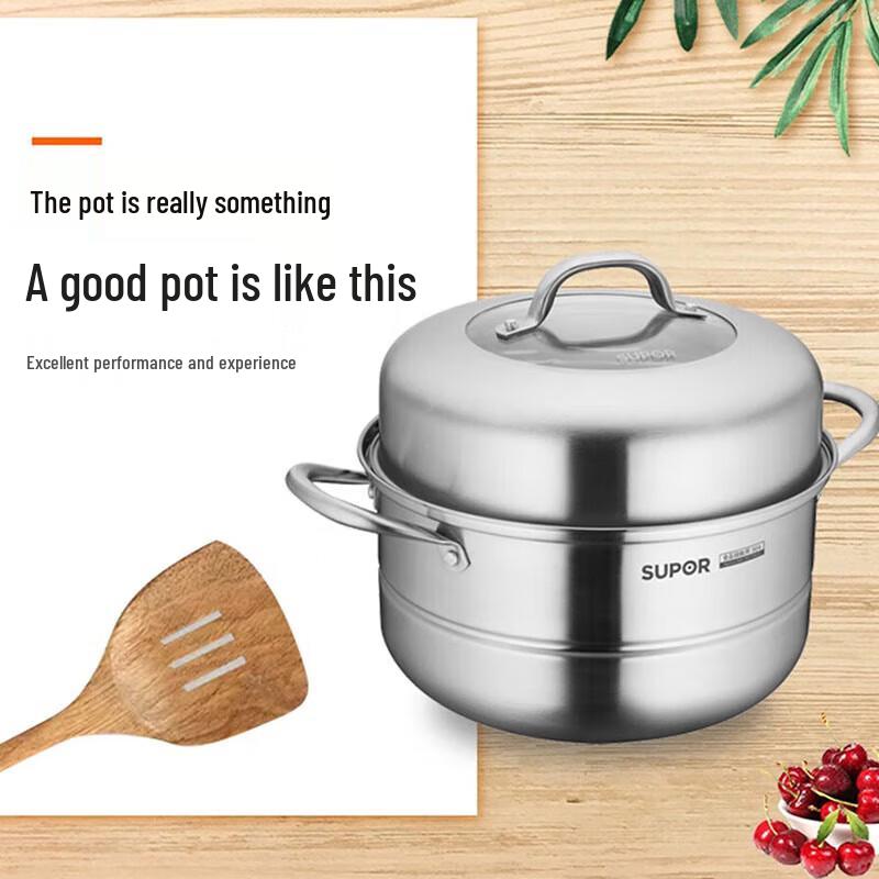 SUPOR 26 cm 304 Edelstahl Doppelwandiger Dampfgarer