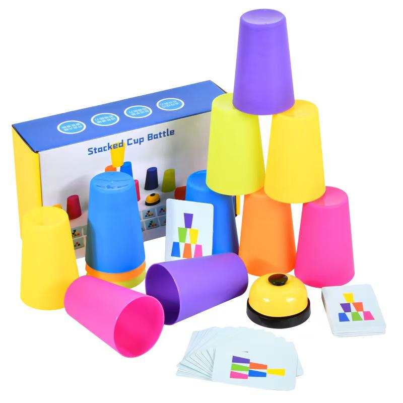 Cross-Border Children s Intellectual Development Two-Player Speed Stacking Cups & Cards Game