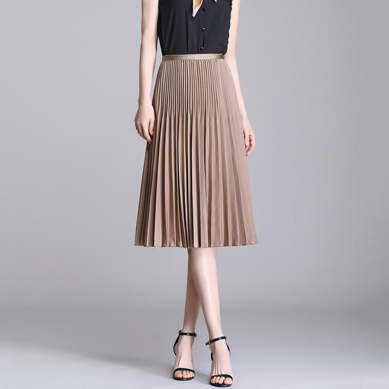 Purple skirt women's summer medium length pleated high waist a word women's drape skirt spring women's small white umbrella skirt