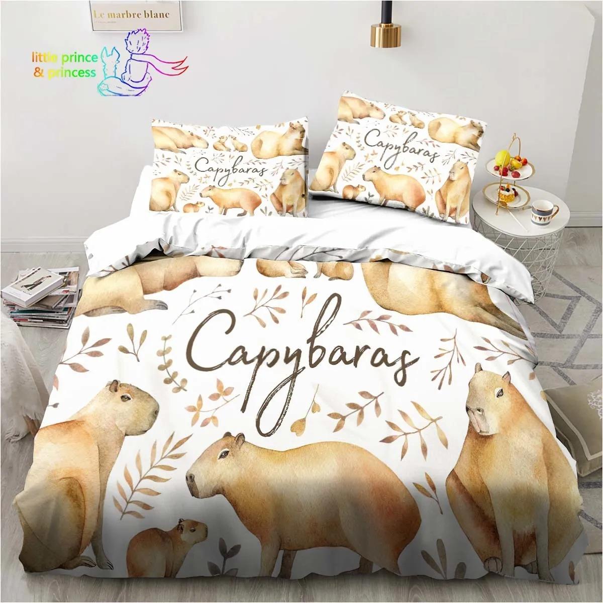 

Kawaii Cute Animal Capybara Cartoon Comfortable Duvet Cover Pillowcase Bedding Set Children Bedroom Decoration Home Textile 70x133cm 2pcs
