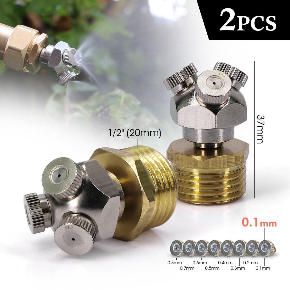 

0.1-0.8mm 3-hole Fine Atomizer Misting Nozzle w/ 1/2 20mm Brass Joint Garden Irrigation Cooling Watering Humidification Sprayer