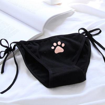 Japanese Kawaii Moe Paw Lace-Up Cotton Low-Rise Anime Panties for Women and Girls
