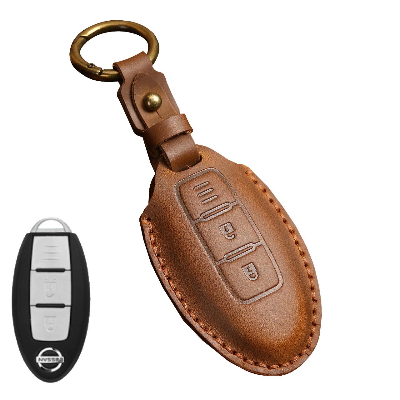 The Key Cover Is Suitable for Nissan Qijun Teana Tiida Xuanyi Qashqai Loulan Leather Key Case.