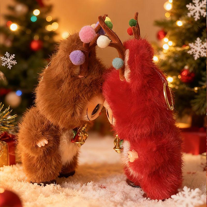 Labubu Plysjdukke Populær Julestil Vinyl Trekke Klut Anheng Dukke