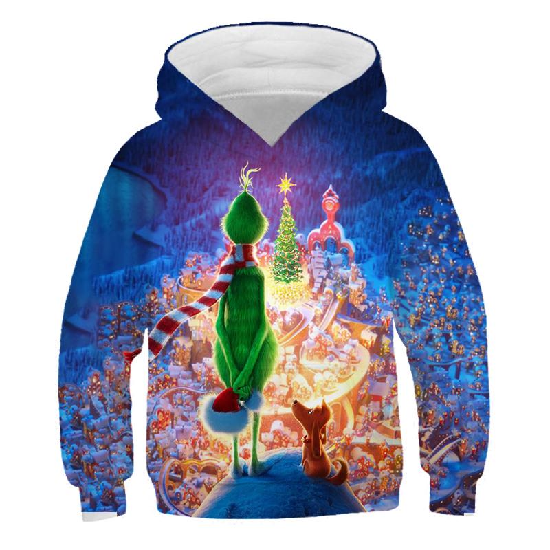 MINISO 2025 Kerst Grin-Chi Hoodie Kleding voor Kinderen Jongens Meisjes Mode Hoodie Lange Mouw Top Oversized Streetwear Vintage Jas met Capuchon 5-6 Years