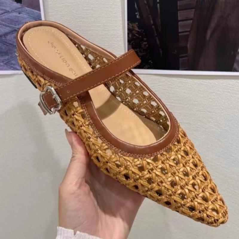 Women'sfashion Weavebreathable Comfortable Women's Flats Casual Outdoor Women's Everything Muller Shoes Large Size 35-42 Sandals