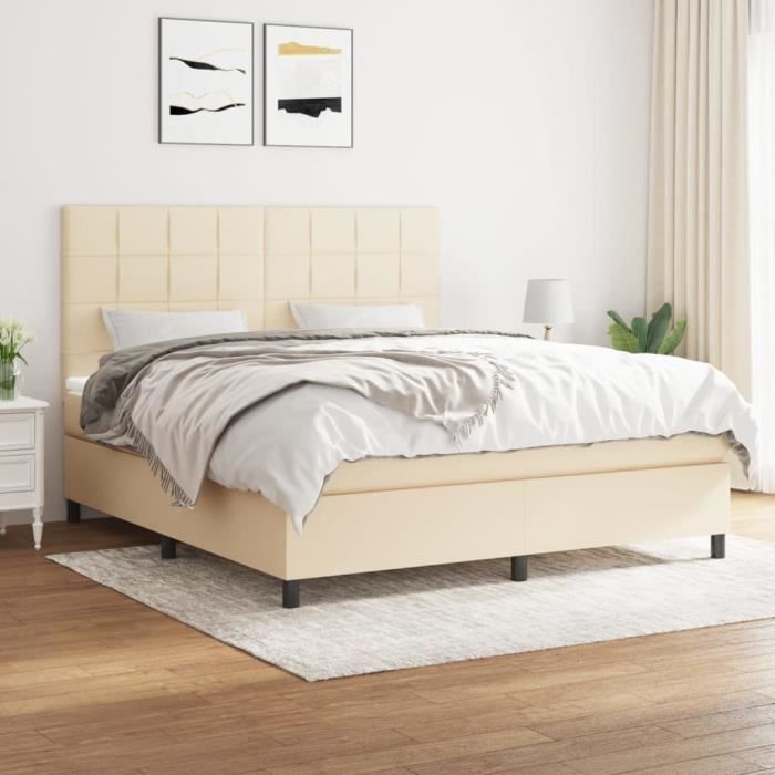 3141798 vidaXL Divan Bed with Mattress Cream 180x200 Cm Fabric