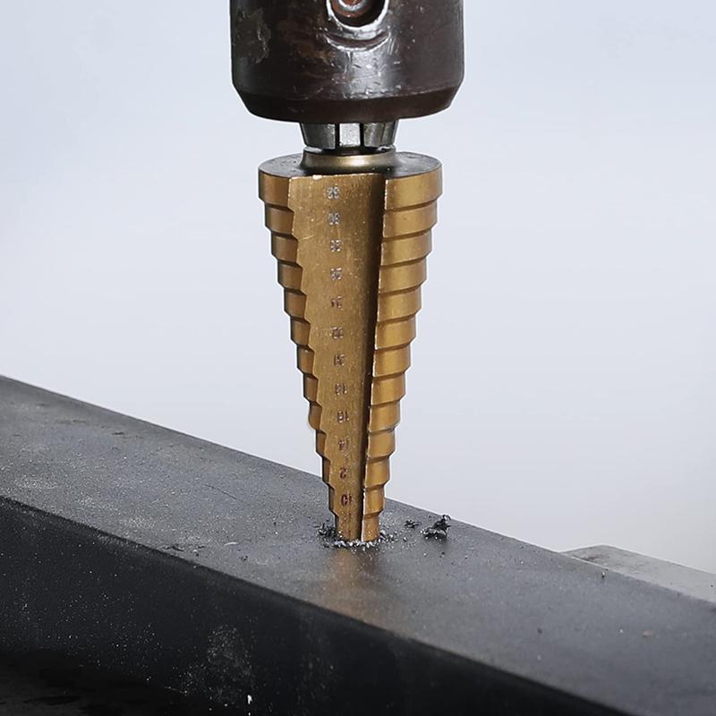 3pcs 3-12mm4-12mm 4-20mm 4-32mm Straight Groove Step Drill Bit Collection Titanium Coated Wood Metal Hole Chopper Core Drill Bit Collection