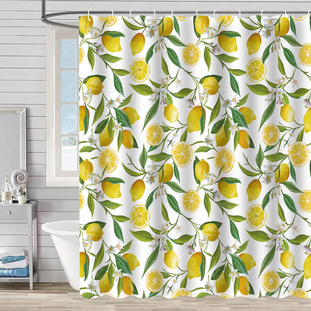 Bathroom Waterproof Curtain Digital Printing Plant Fruit Shower Curtain Free Punching Toilet Partition Curtain Shower Cloth