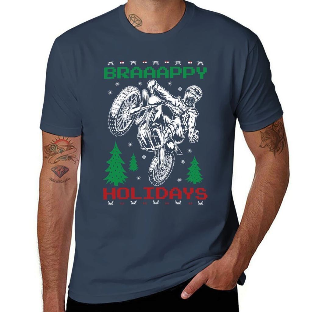 Motocross Dirt Bike Ugly Christmas Stunt Rider Tshirt Fashion Letter Print Tshirt