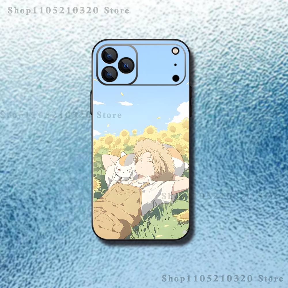 N-Natsume Book of F-Friends Phone Case For iPhone 17,16,15,14,13,12,11,Pro,Max,Plus,E,Air,Mini Protective Black Cover