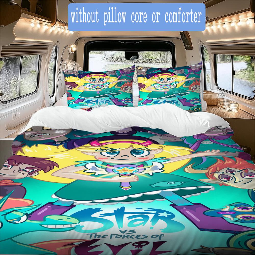 Star Butterfly Pattern Bedding,Quilt Set Quilt Cover Pillowcase Home Birthday Gift (1*duvet cover+2*pillowcase,without core)SSJT0917357