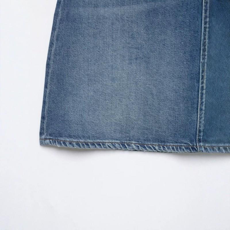 Womens Asymmetrical Double-Placket Waist Denim Midi Skirt 2026 Fall Casual Korean Style With Pocket