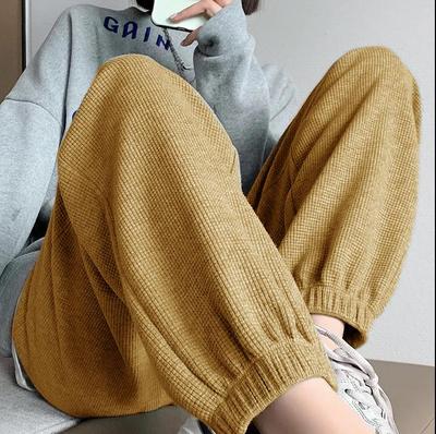 High-Waisted Loose Lantern Waffle Joggers - Plus Size Women's Casual Spring/Summer Sweatpants