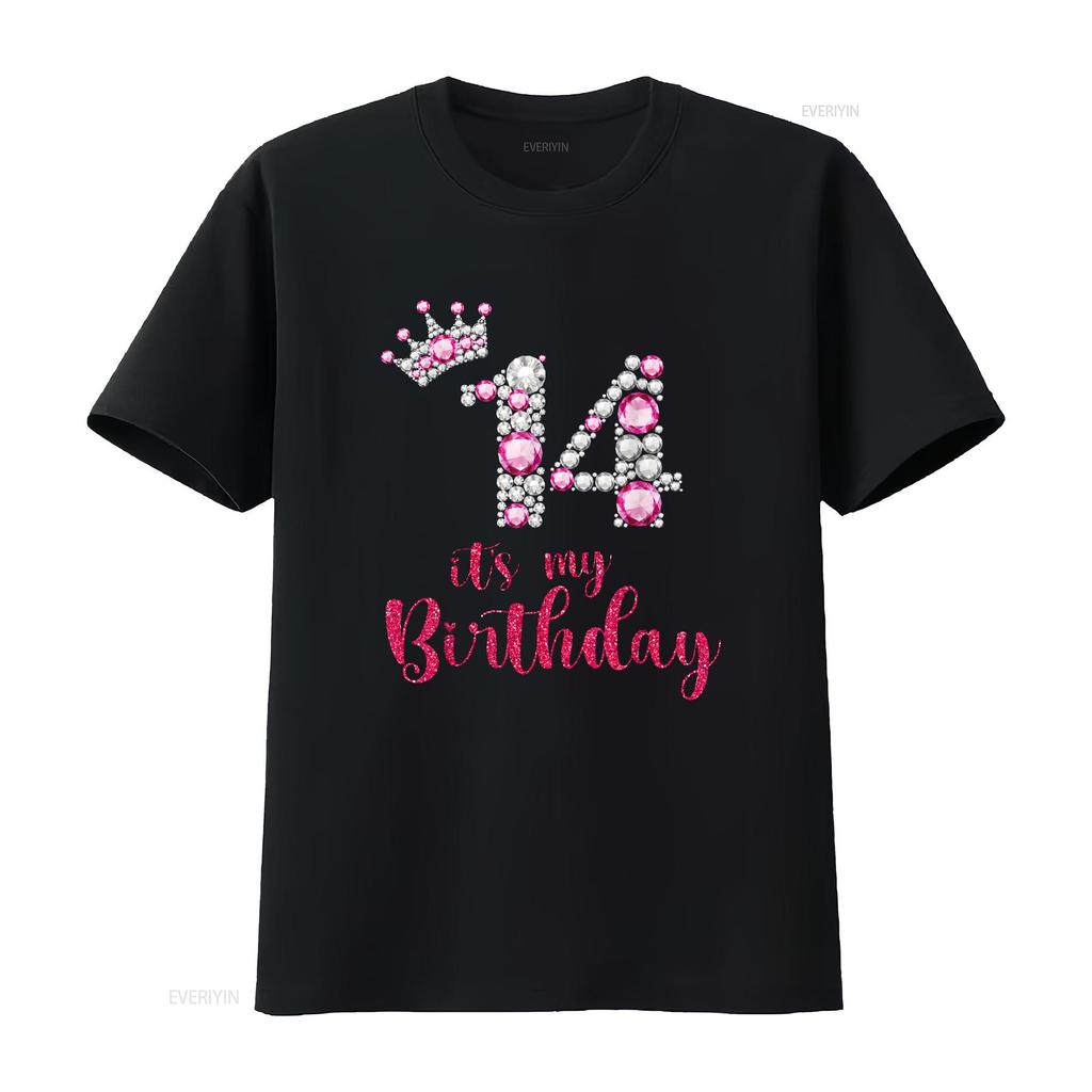 14 It s My Birthday 14th Years Old Bday T Shirt vintage Washed Unisex Versatile Soft Stretched Breathable graphic Casual