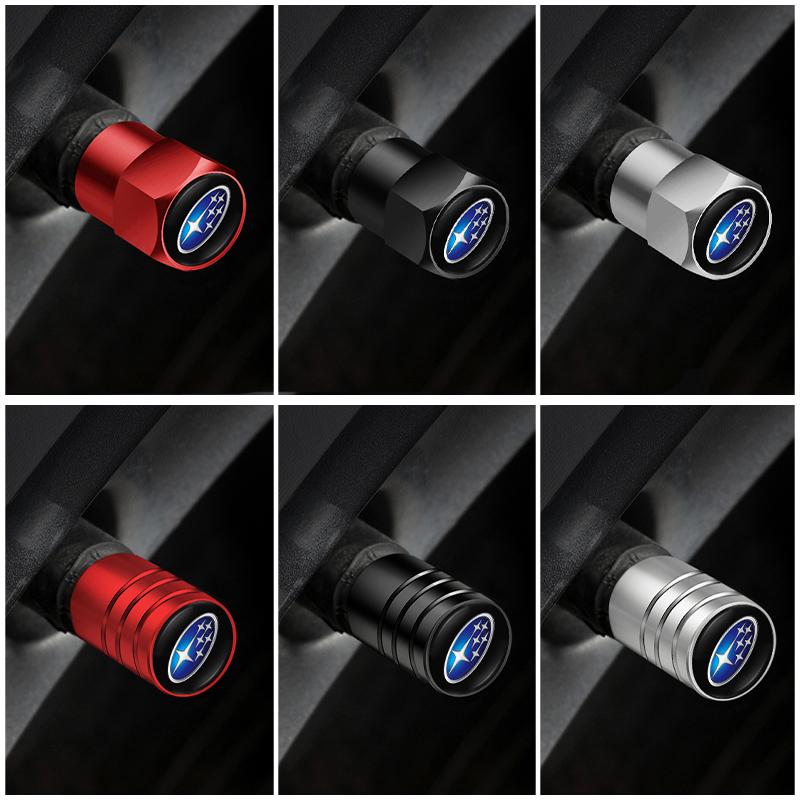 4pcs Car Logo Tire Valve Nozzle Cap Alloy Accessories For Subaru WRX STI Tribeca Crosstrek XV Forester BRZ Impreza Smart Outback ew3