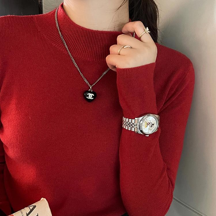 Pulover cu gât țesut pentru femei Topuri elastice pentru femei Pulovere tricotate cu mânecă lungă Pulover tricotat cu fundul