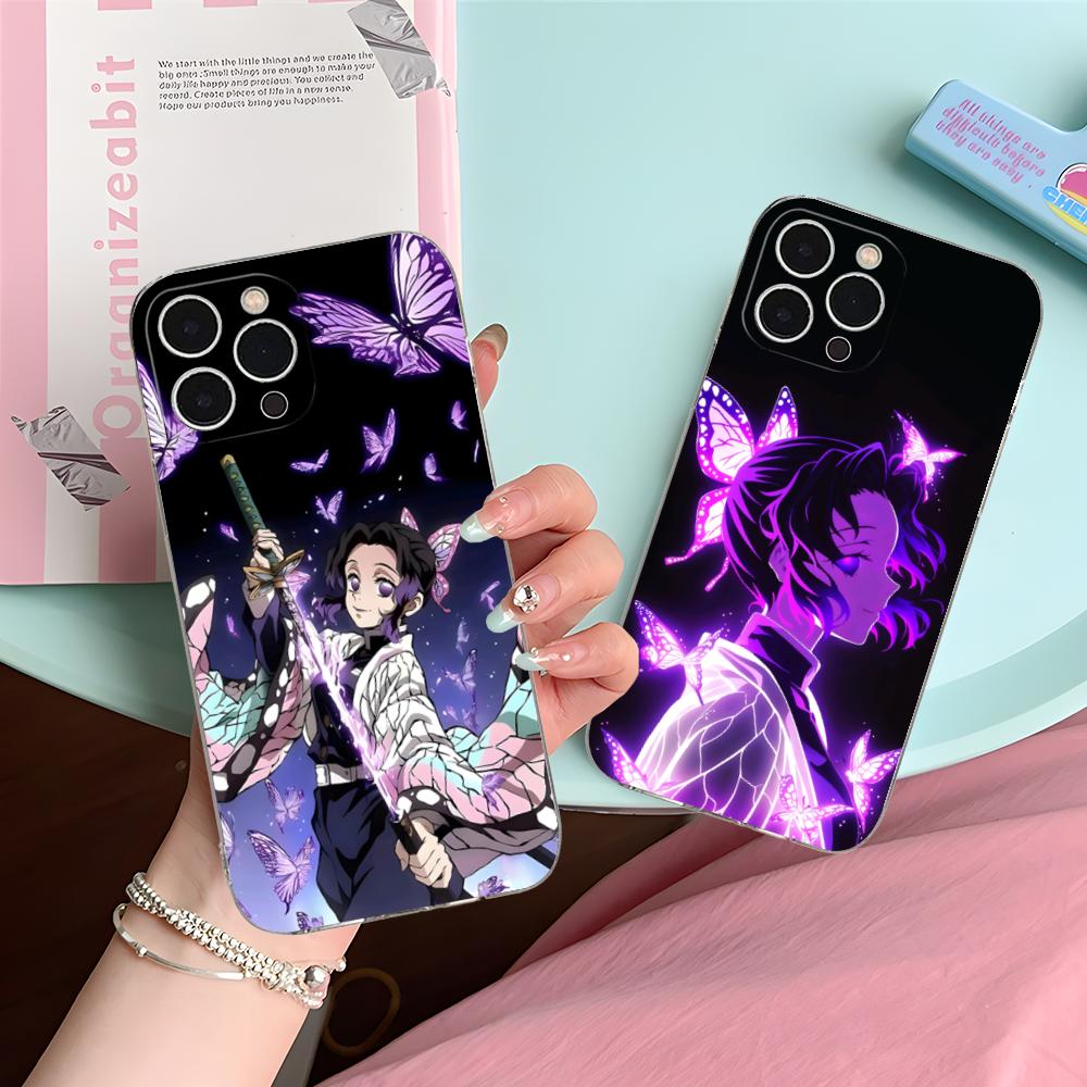 Demon Slayer Shinobu Kocho Phone Case for iPhone 16 15 14 13 12 11 X XR XS 8 6 Pro Max Plus Mini Clear Colour Protective Cover