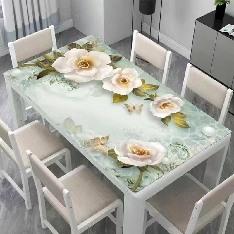 Piele PVC față de masă pentru masă de cafea, masă de dining, impermeabilă, rezistentă la ulei, anti-opărire, rezistentă la murdărie și fără spălare, stil modern simplu drăguț pastoral