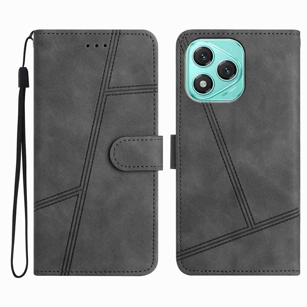 Phone Case for Honor 400 Lite 5G Flip Leather Retro Cover Lines Imprinted