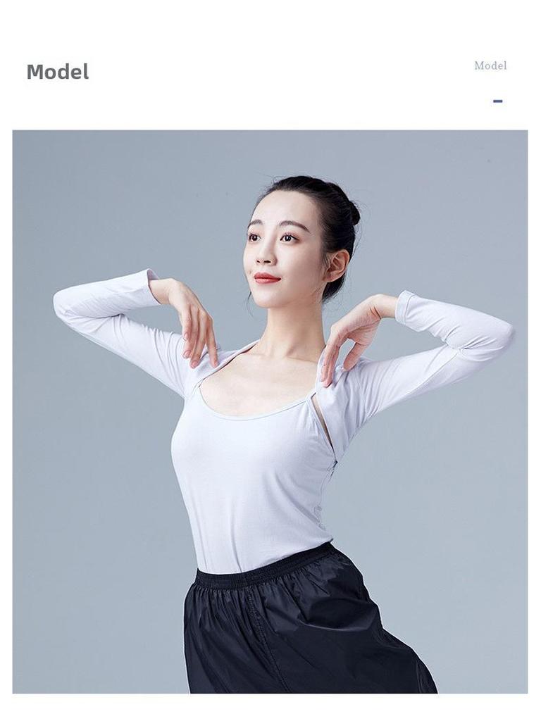 Ballettkleidung für Damen: Modales Langarm-Cape-Top mit Weste und Schulterschutz