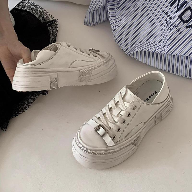 Four seasons new two wear old polish dirty little white shoes women's summer comfortable versatile platform casual sports shoes