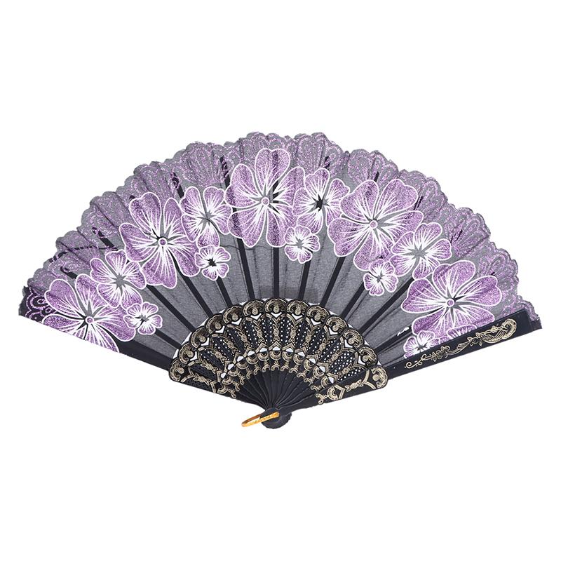 Chinese Style Silk Fabric Fan Folding Fan Wedding Fan Art Gifts Dance Hand Fan Vintage Folding Flower Fan Ancient Hanfu Fan