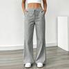 Pantalon Casual Rayé Ample à Taille Serrée Jambes Larges pour Femme avec Poches pour un Port Quotidien Confortable