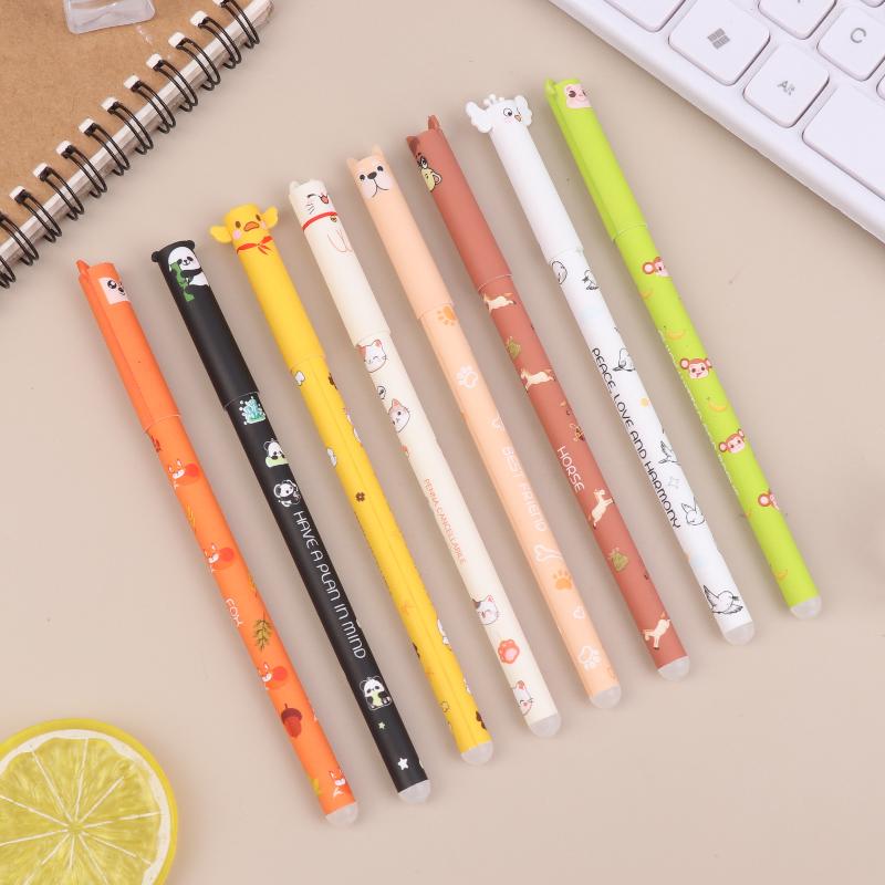 8Pcs Cartoon Gel Pen Cute Animal-Shaped Erasable Pens For Journaling And Writing Office Supplies Birthday Christmas Gifts