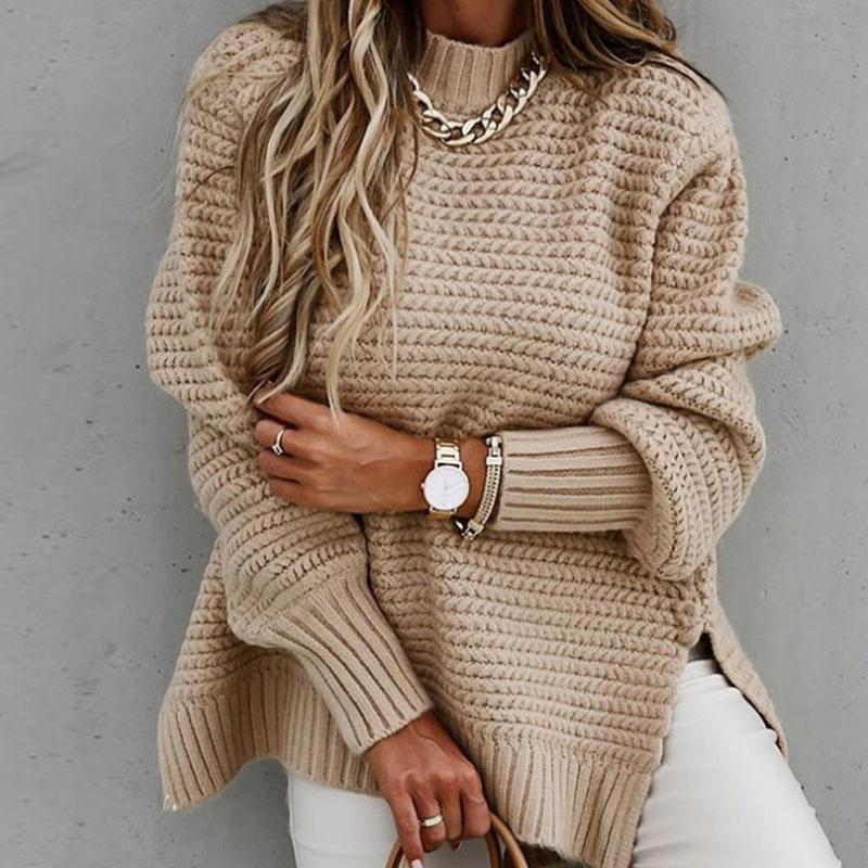 

Turtleneck sweater women 2025 autumn and winter loose lazy style long-sleeved pullover knitted sweater womenL2991 S хакі