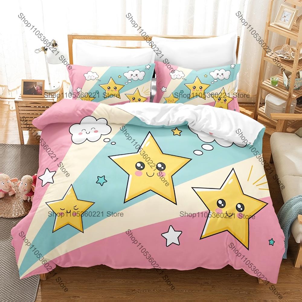 Cartoon Star Bedding Set Single Twin Full Queen King Size Bed Set Adult Bedroom Duvetcover Sets Anime Bed Sheet Set