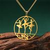 My Shape Artistic Gymnastics Round Pendant Necklaces for Women Ballet Dancer Callisthenics Charms Chain Stainless Steel Jewelry