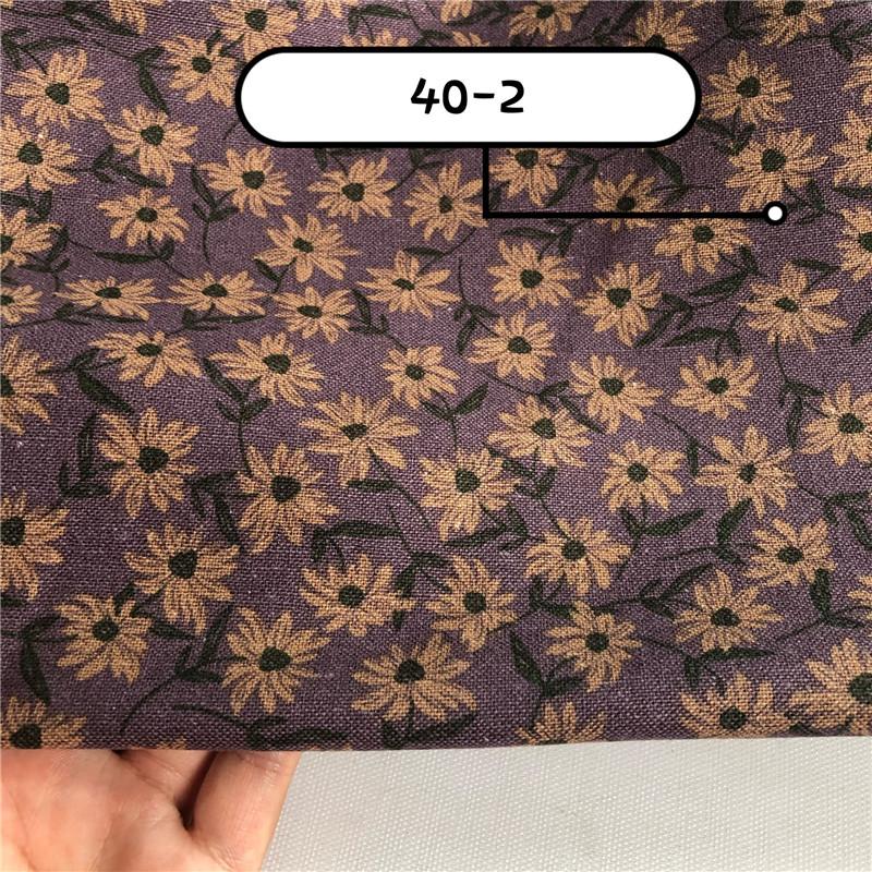 145x50cm Kleines Blumendesign Reine Baumwolle Leinen Bedruckter Stoff für Damenbekleidung, Dekostoff DIY Handgefertigter Nähstoff TJ20270