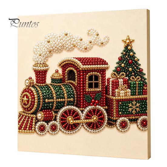 DIY Faux Pearl Art Crafts Christmas Kit, Santa Snowy Cottage Painting Kits for Adults 3D Bead Craft Set Adults, Home Winter Holiday Wall Decor Indoor