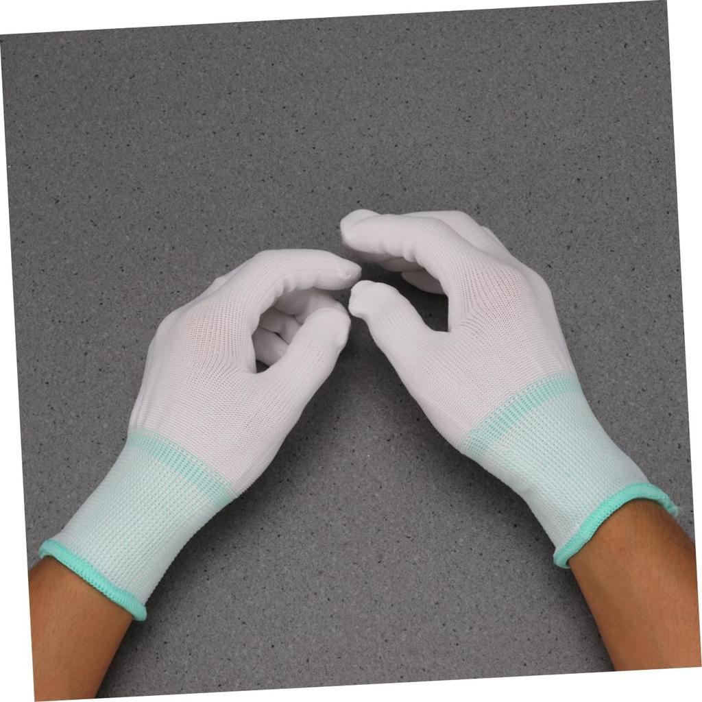 12 Pairs Anti-Static Work Gloves White Nylon Gardening Gloves for Cutting Slicing Carving Safety Gloves