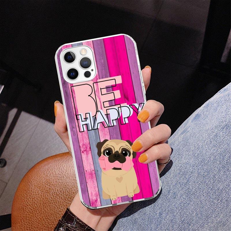Love Pugs Cute Dog Phone Case For iPhone 17 Air 16 Pro Max 16E 15 + 14 Plus 11 12 13 Mini 7 8 SE Gift Print Cover Fundas 16 Pro